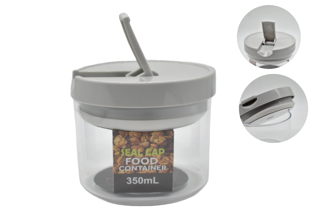 Recipiente acrílico hermético gris para alimentos 350ml
