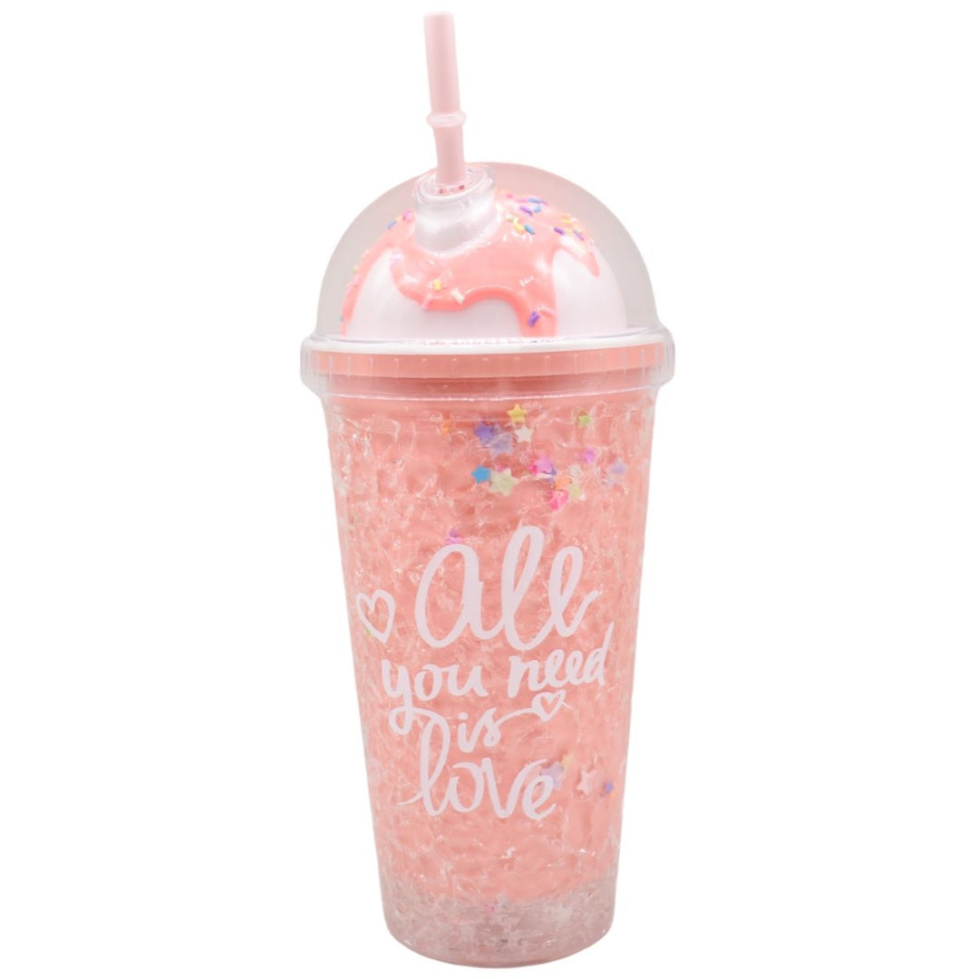 Vaso acrílico doble pared 450ml. Rosado