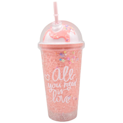 Vaso acrílico doble pared 450ml. Rosado