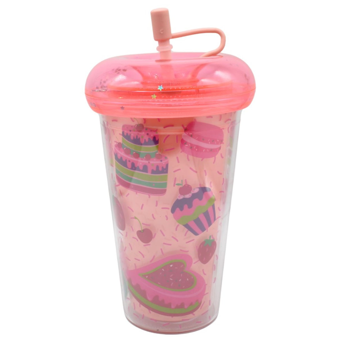 Vaso acrílico doble pared 450ml. Rosado