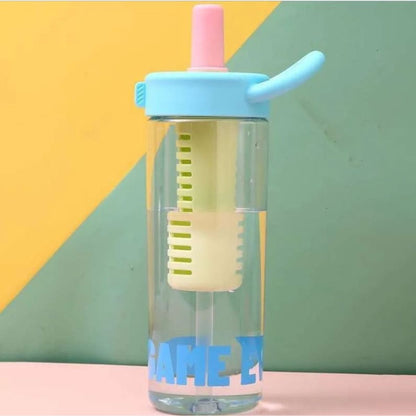 Botella plástica con asa e infusor 650ml. Celeste