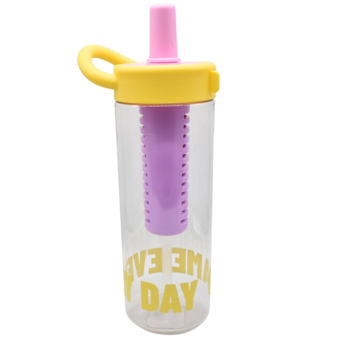 Botella plástica con asa e infusor 650ml. Amarillo