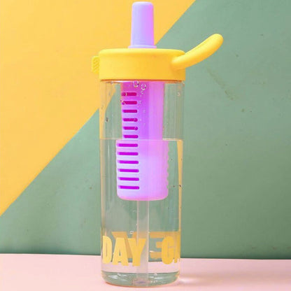 Botella plástica con asa e infusor 650ml. Amarillo