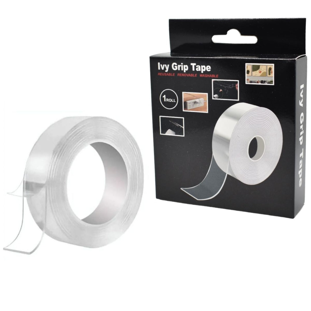 Cinta adhesiva doble faz transparente lavable 18x1mm. 5mts