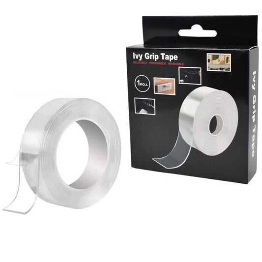 Cinta adhesiva doble faz transparente lavable 18x1mm. 1M