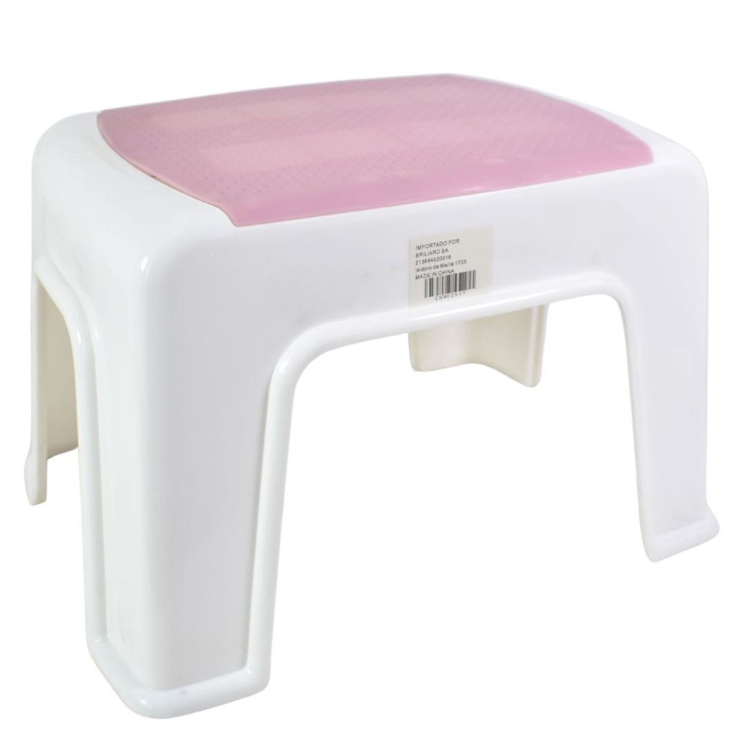 Banco taburete de plástico 32x24x21cm. Rosa