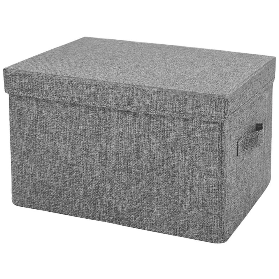 Caja organizadora de tela con asas y tapa 36x17x29cm.Gris