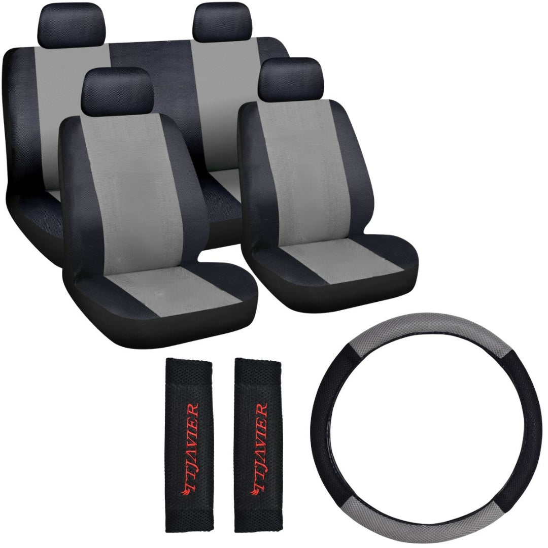 Set fundas cubre asientos para auto 12 piezas. Gris
