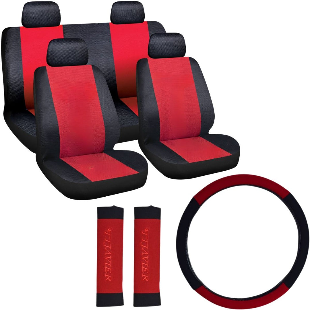Set fundas cubre asientos para auto 12 piezas. Rojo