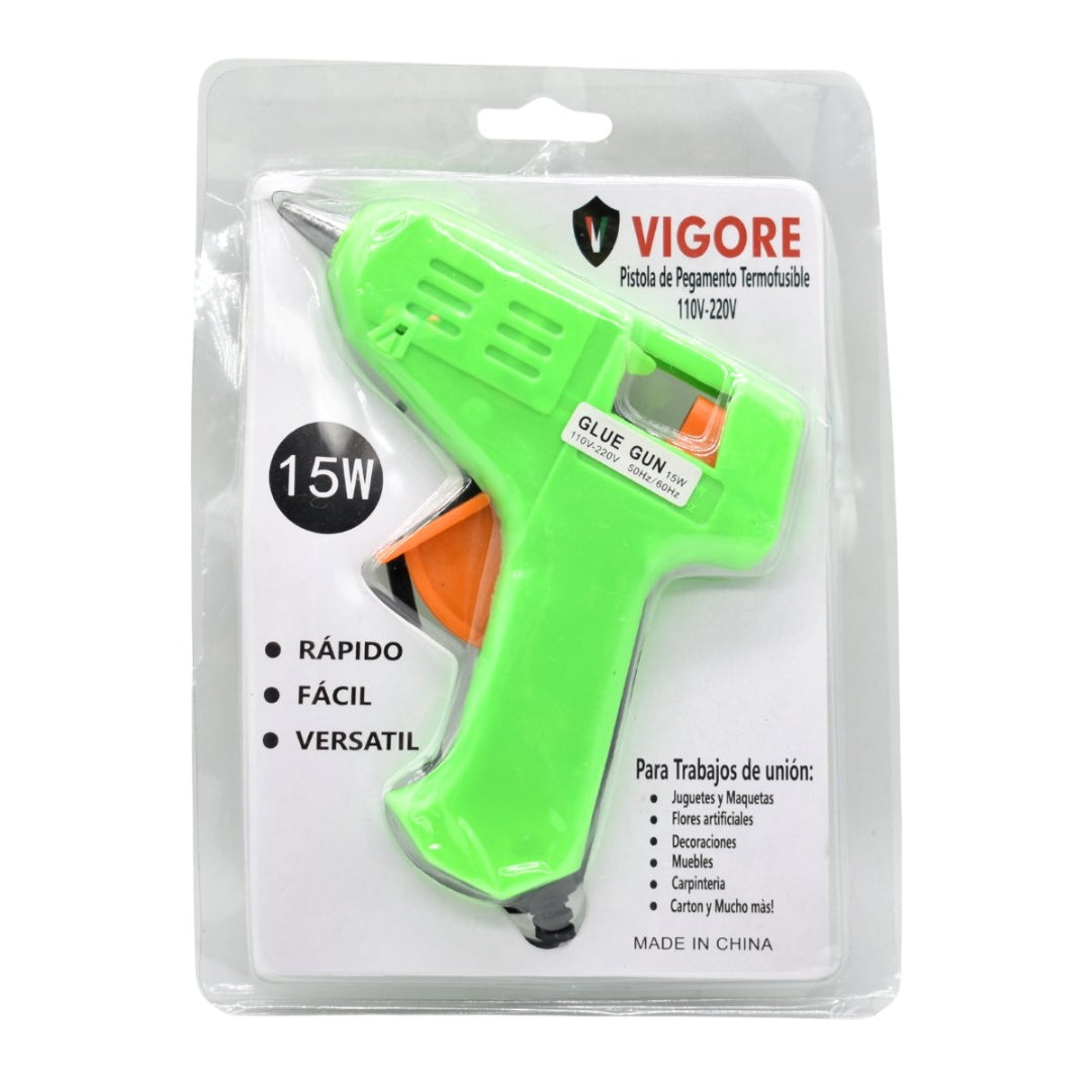 Pistola para silicona Vigore 15W. Verde