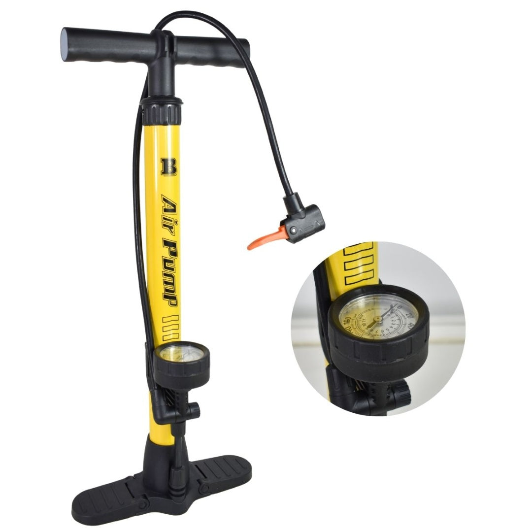 Inflador manual con manómetro 58cm.