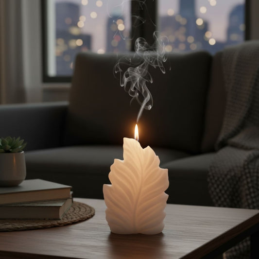 Vela blanca con forma 15x8.5cm.