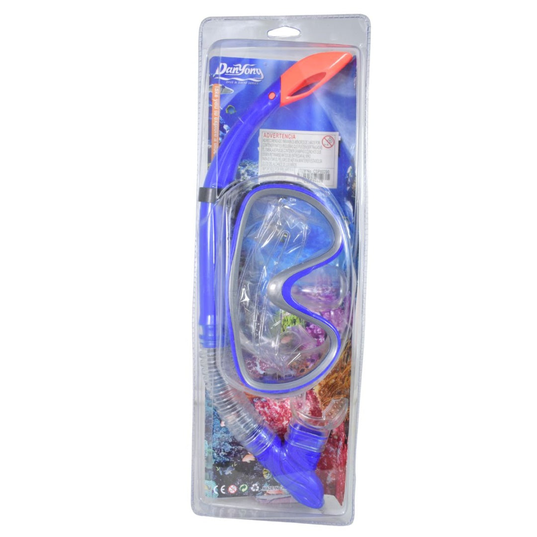 Máscara y snorkel para natación. Azul