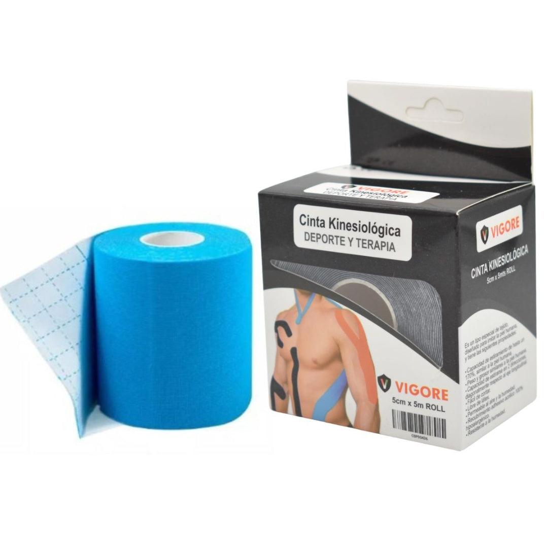Cinta de kinesiología Vigore 5cm x5mts. Azul