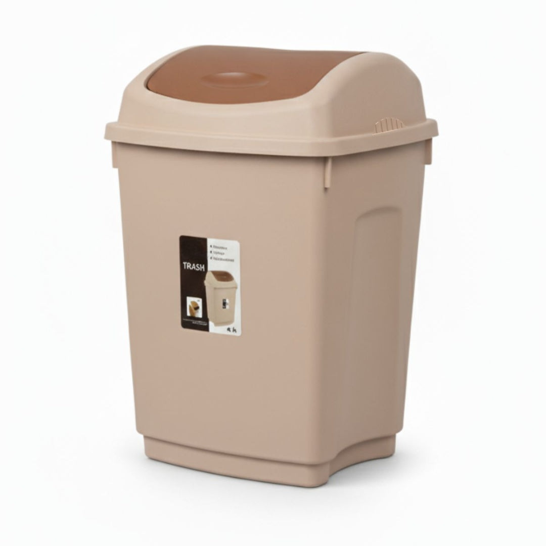 Papelera beige con tapa 15L