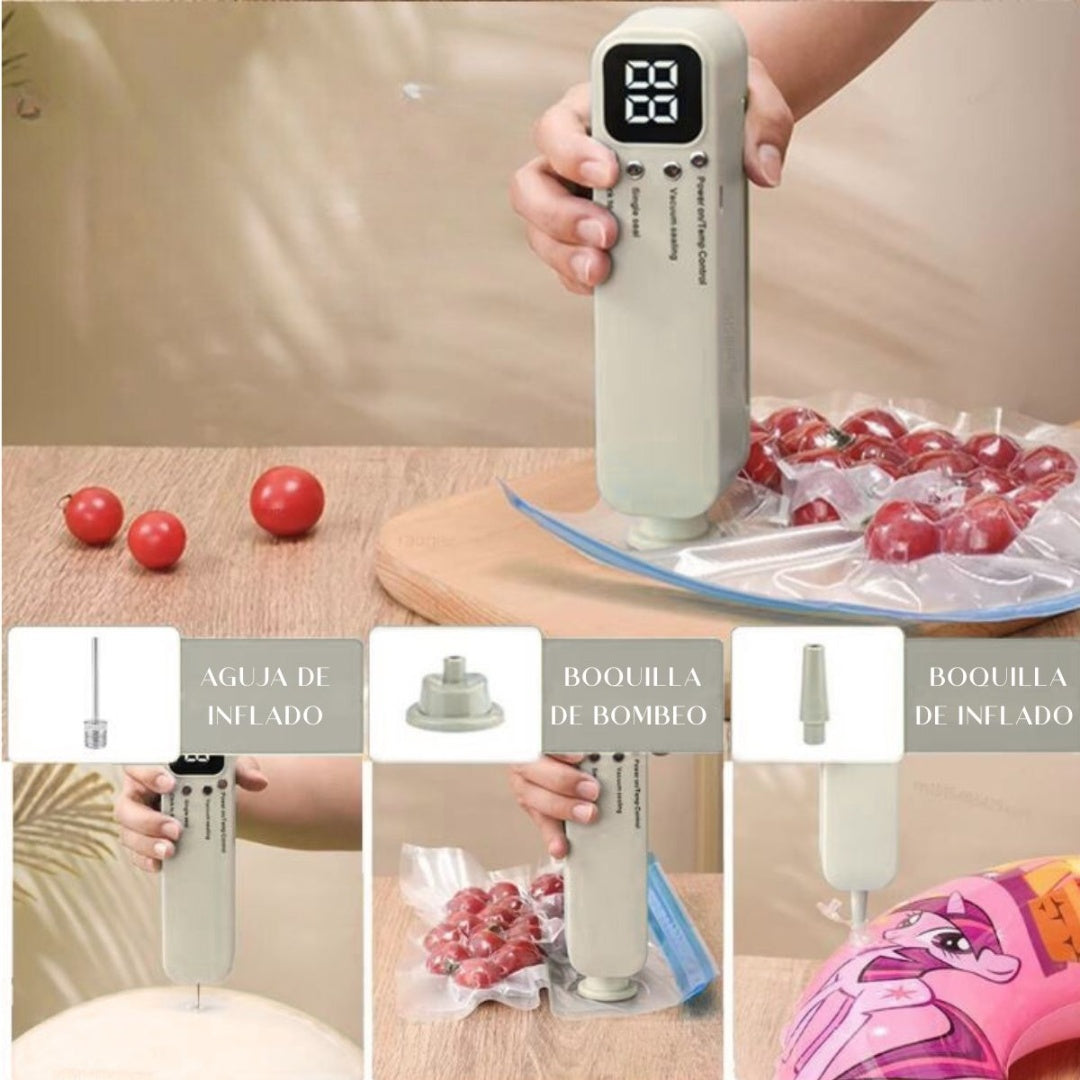 Selladora al vacío recargable con accesorios 3 en 1