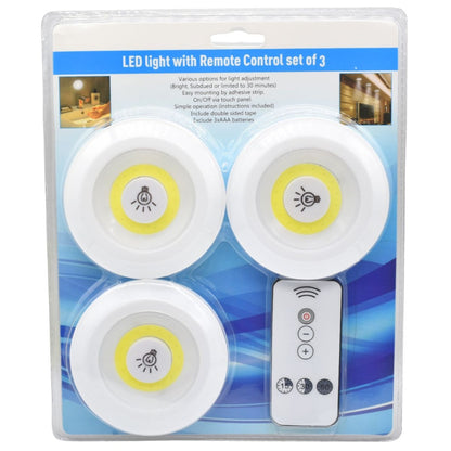 Luces led autoadhesivas a control remoto x3 unidades blancas