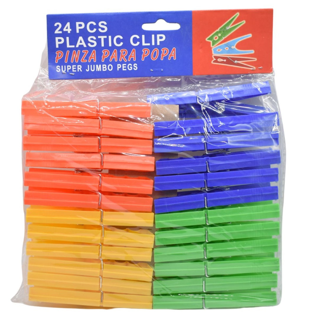 Palillos plásticos de colores para ropa x24 unidades