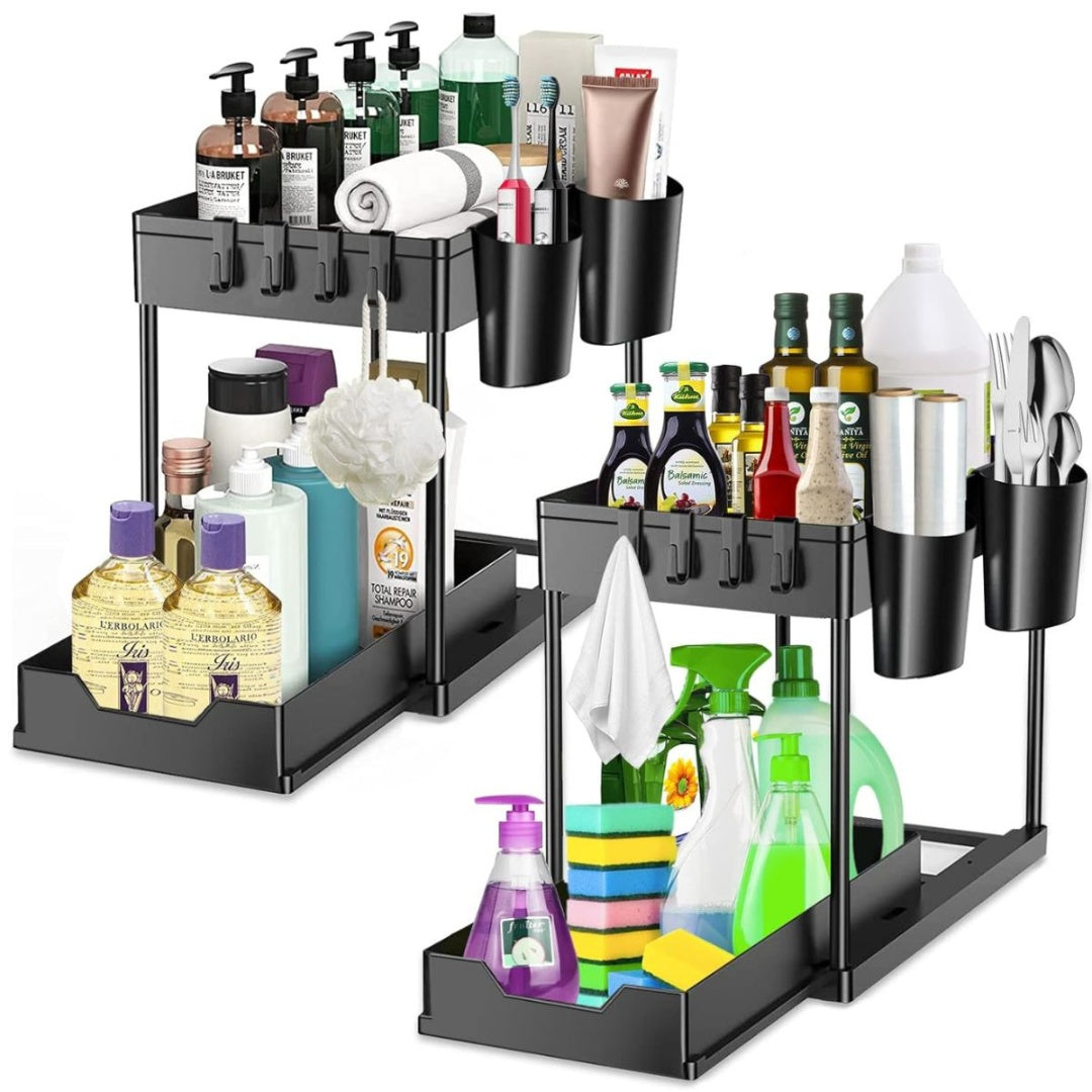 Organizador multiusos dos niveles 39x40x21cm. Negro