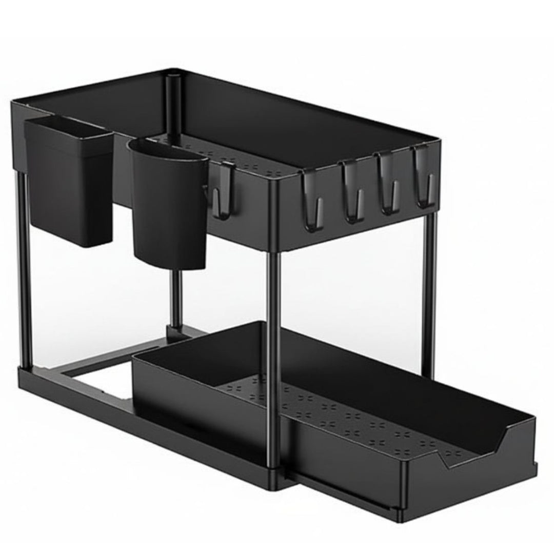 Organizador multiusos dos niveles 39x40x21cm. Negro