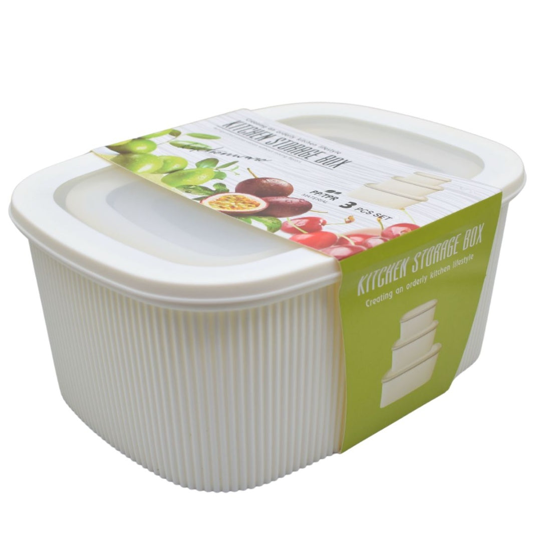 Set de recipientes x3 unidades. Blanco
