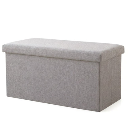 Banco puff baúl plegable gris 76x38x36cm.