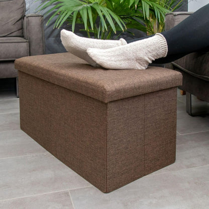 Banco puff baúl plegable marrón 76x38x36cm.