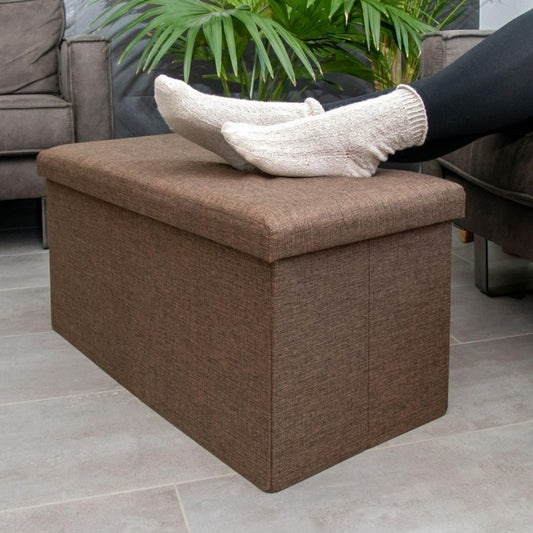 Banco puff baúl plegable marrón 76x38x36cm.