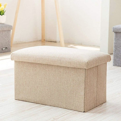 Banco baúl puff plegable beige 40x25x25cm.