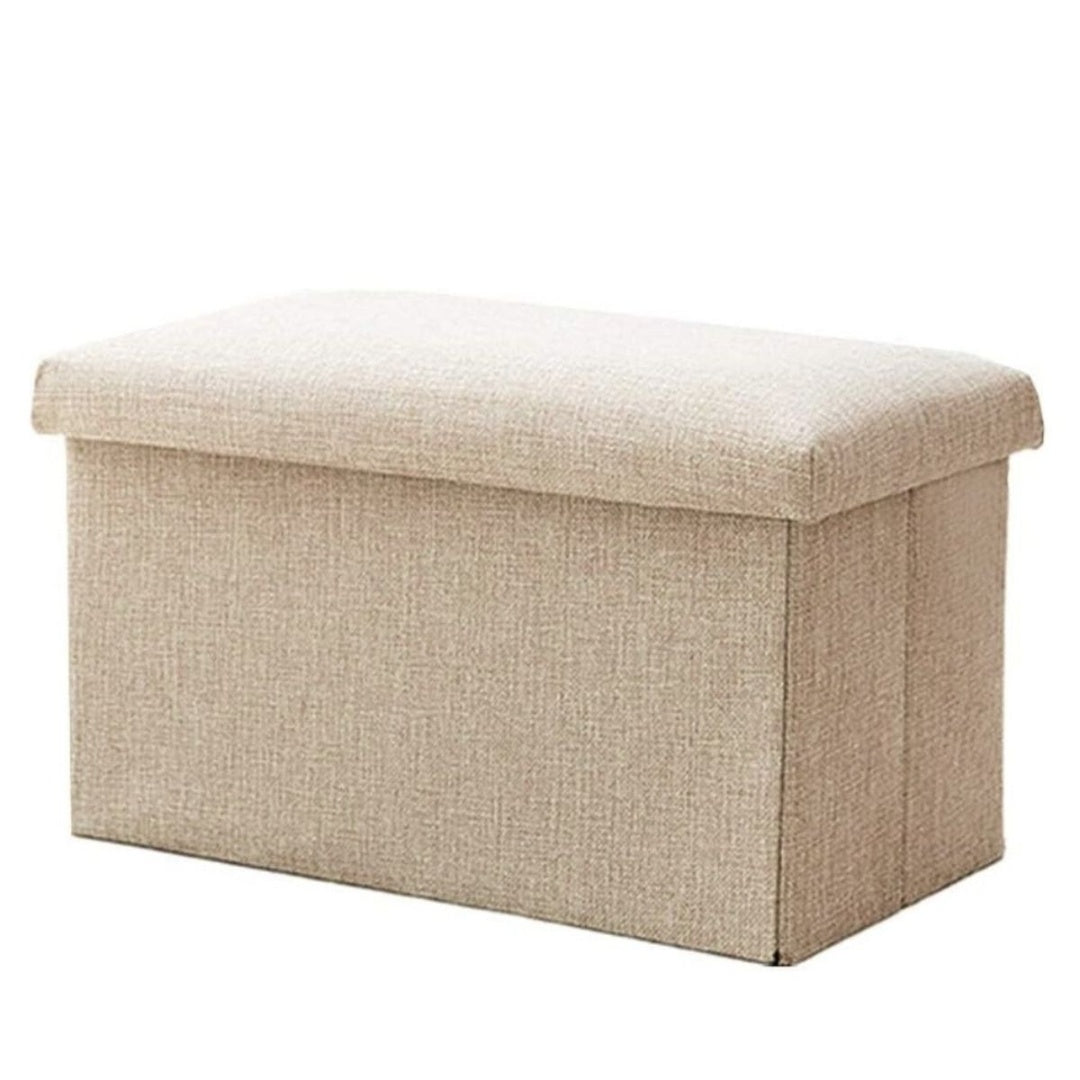 Banco baúl puff plegable beige 40x25x25cm.