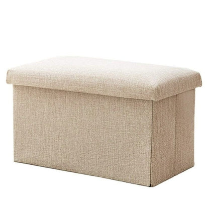 Banco baúl puff plegable beige 40x25x25cm.