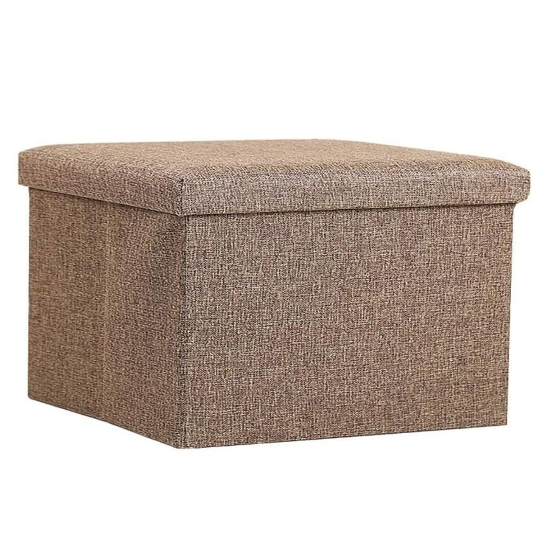 Banco baúl puff plegable marrón 40x25x25cm.