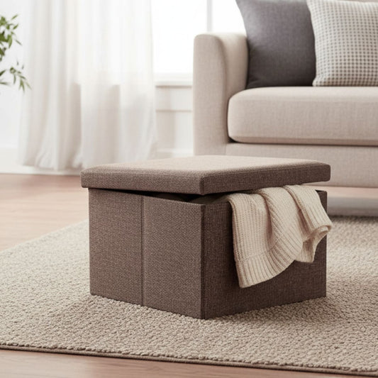 Banco baúl puff plegable marrón 40x25x25cm.