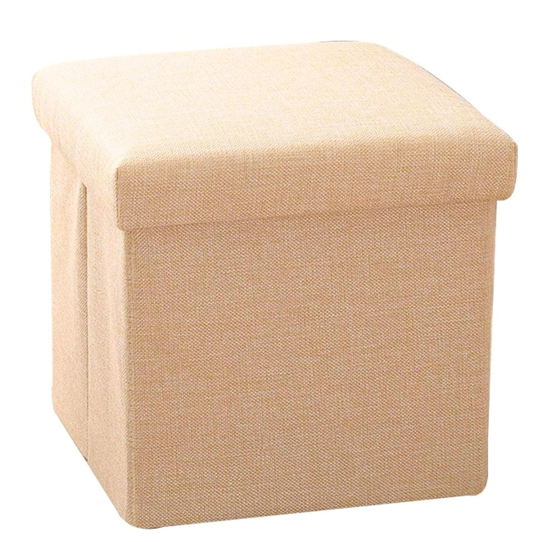 Banco puff baúl plegable beige 38x38x38cm.