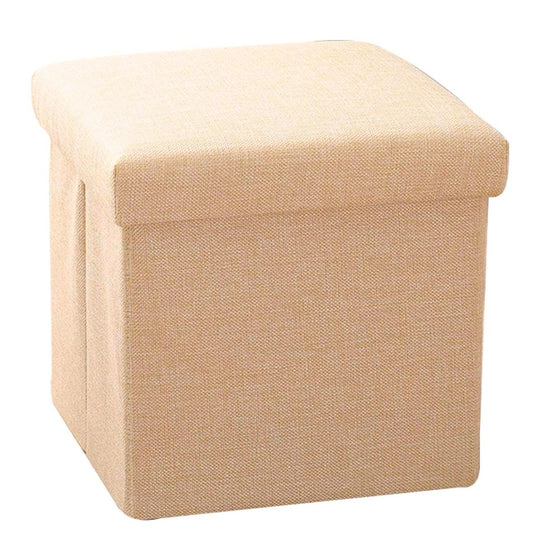 Banco puff baúl plegable beige 38x38x38cm.