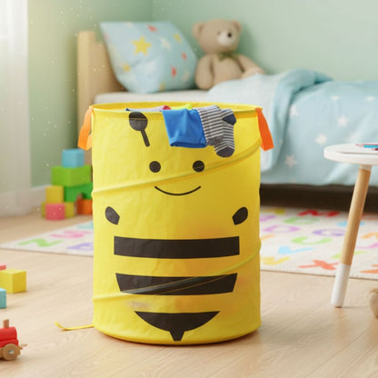 Canasto de tela plegable infantil 40x36cm. Amarillo