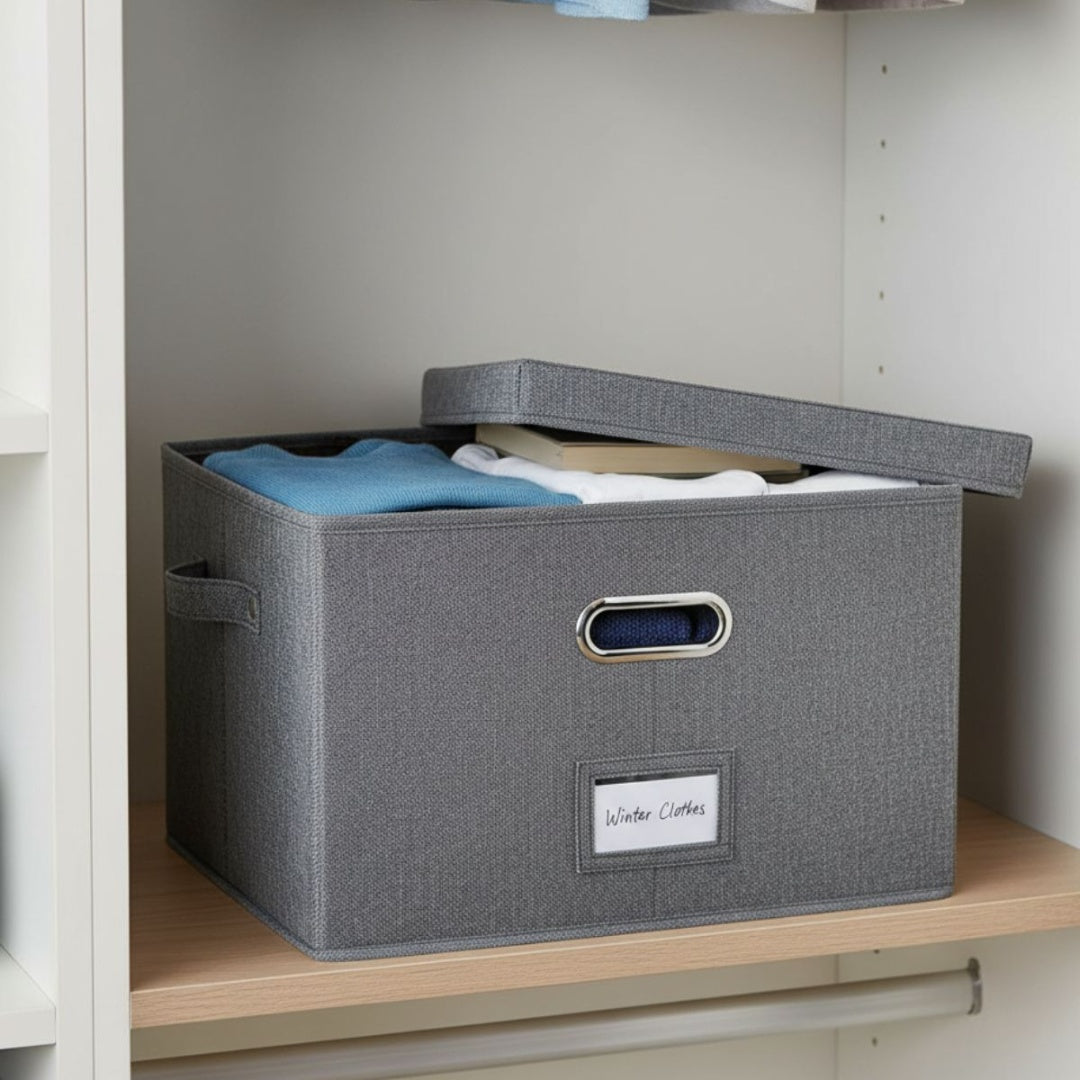 Caja organizadora plegable de tela 40x30x25cm.
