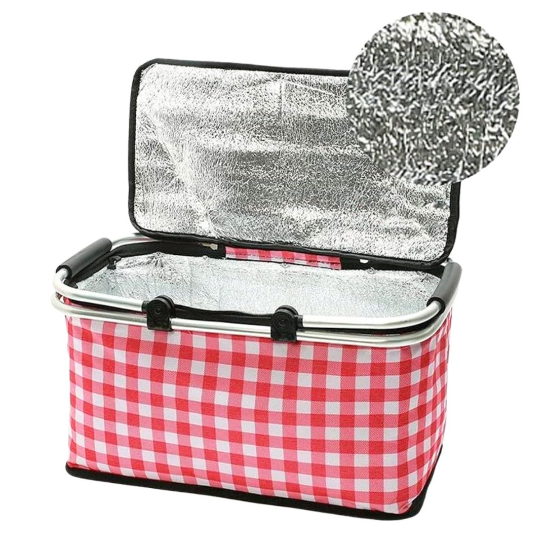 Canasta cesta térmica plegable para picnic 46x26x22cm.