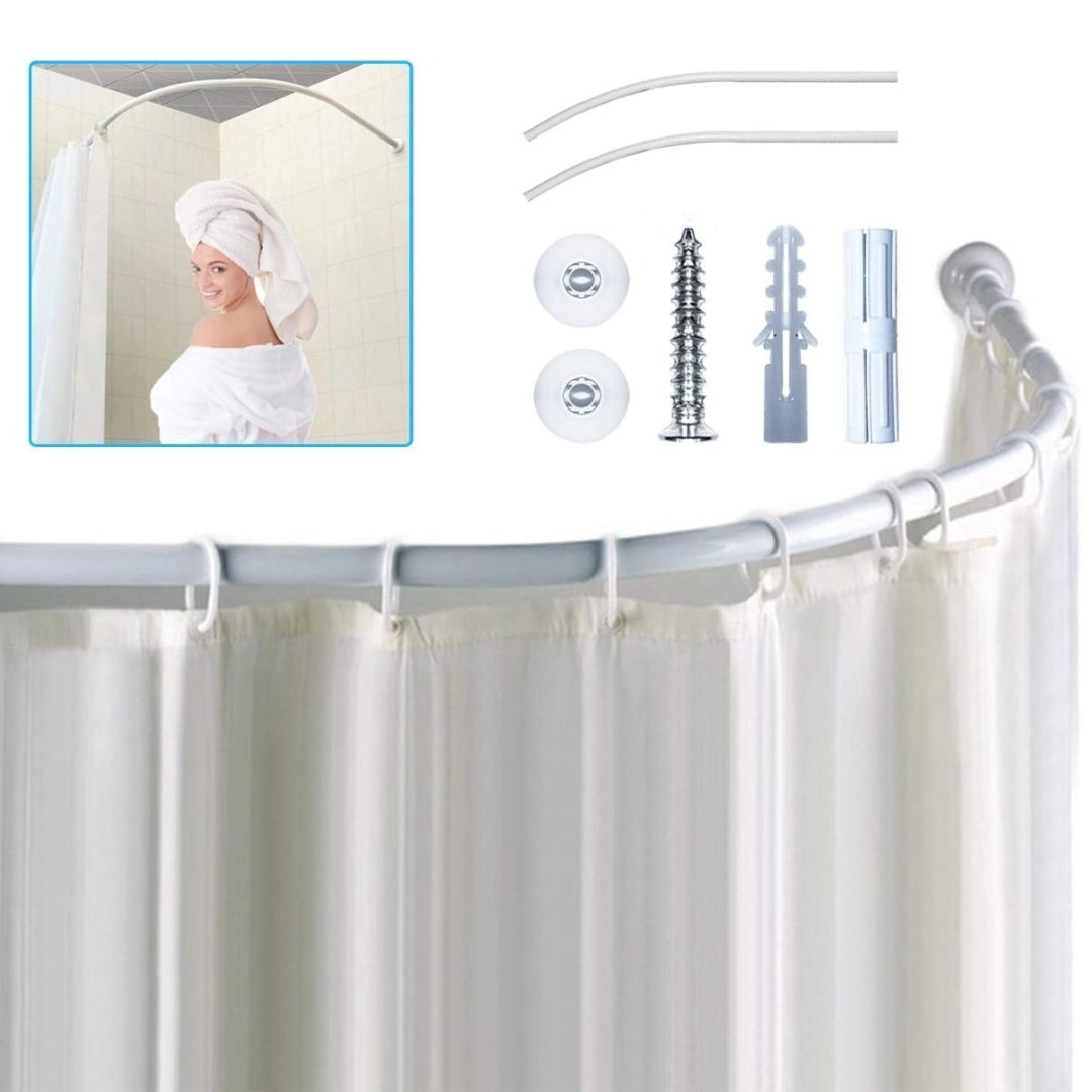 Barra curva de aluminio para cortinas de baño