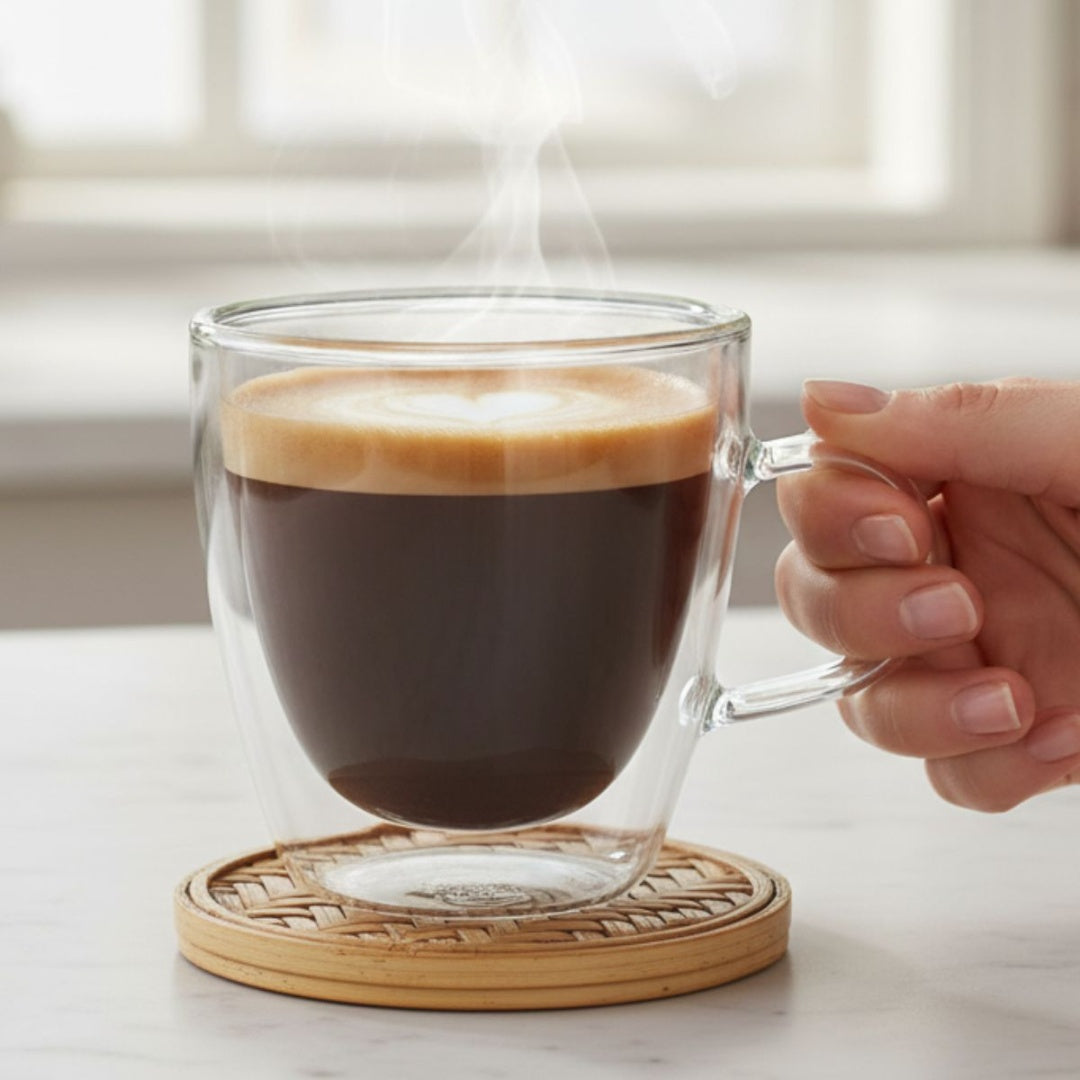 Taza de vidrio doble pared 250ml.
