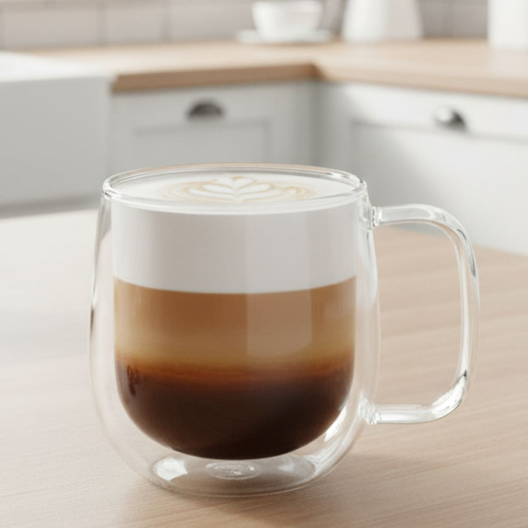 Taza de vidrio doble pared 350ml.