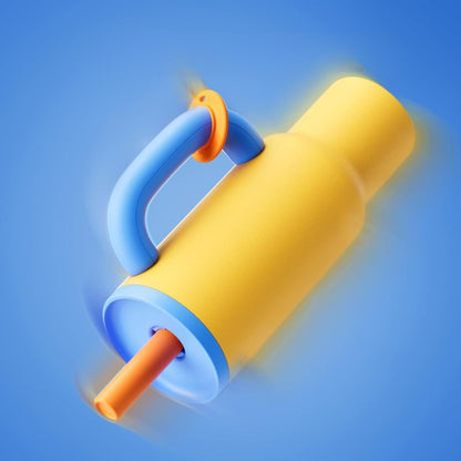 Vaso térmico con tapa y sorbito 1200ml. Amarillo