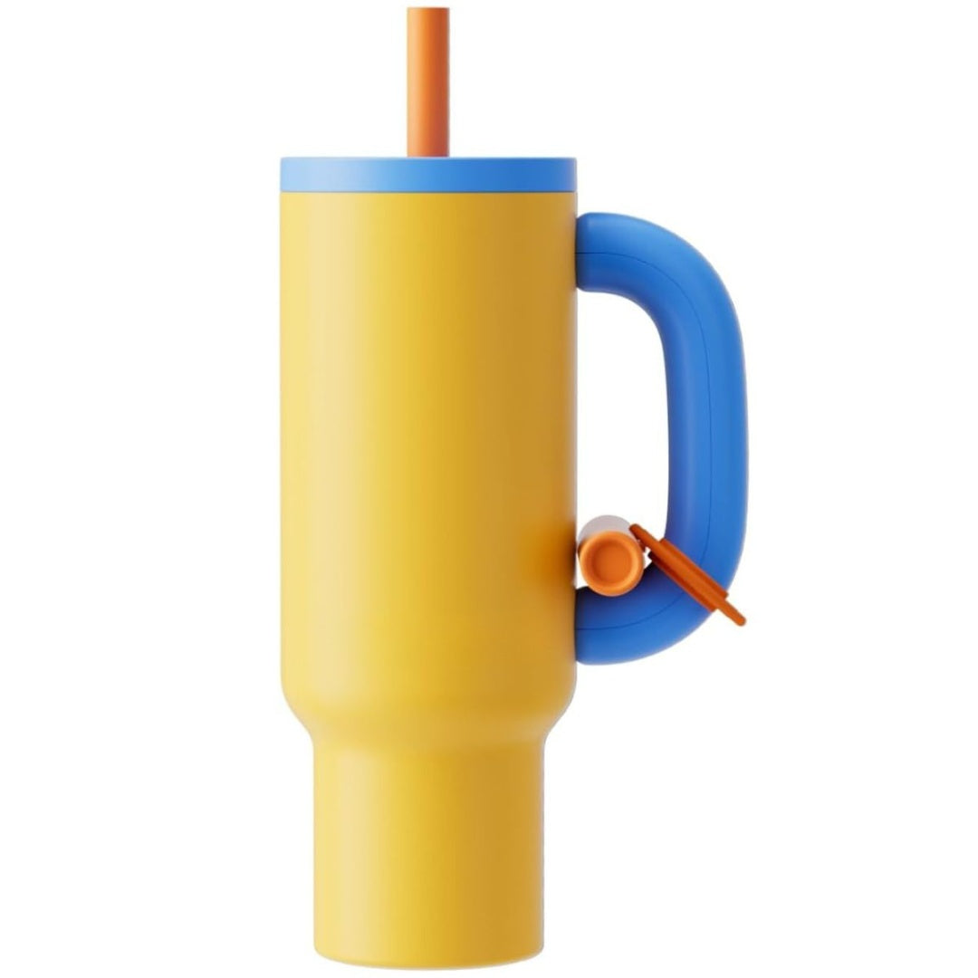 Vaso térmico con tapa y sorbito 1200ml. Amarillo