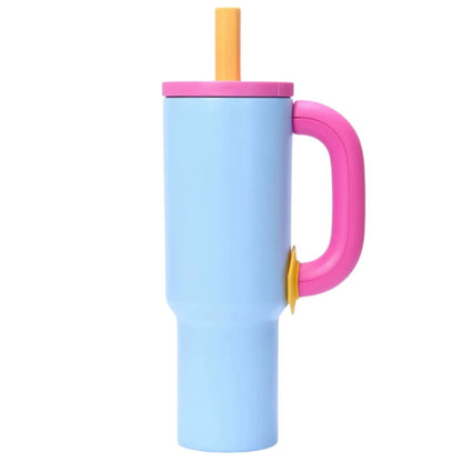 Vaso térmico con tapa y sorbito 1200ml. Celeste