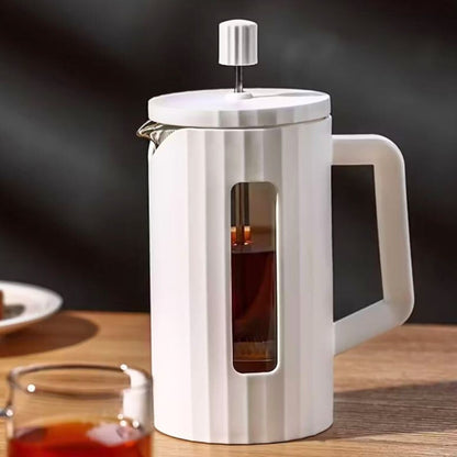 Cafetera de prensa francesa de vidrio 600ml. Blanca