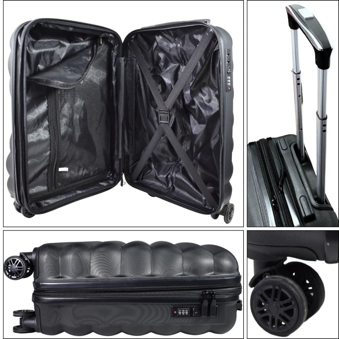 Valija de viaje rígida expansible negra 19" 54x20x30cm. 2.6kg