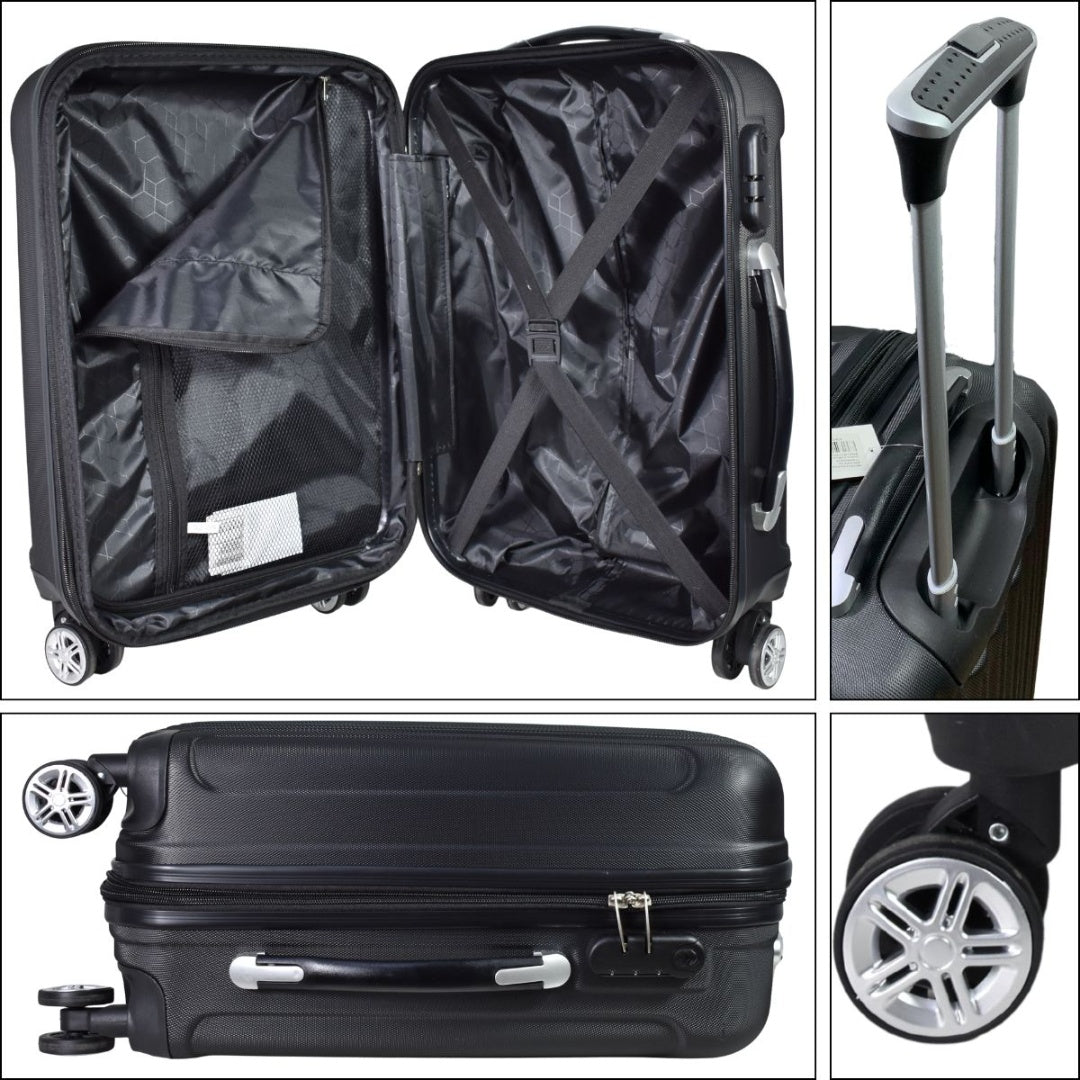 Valija de viaje rígida expandible negra 25" 68x42x27cm. 3.5kg.