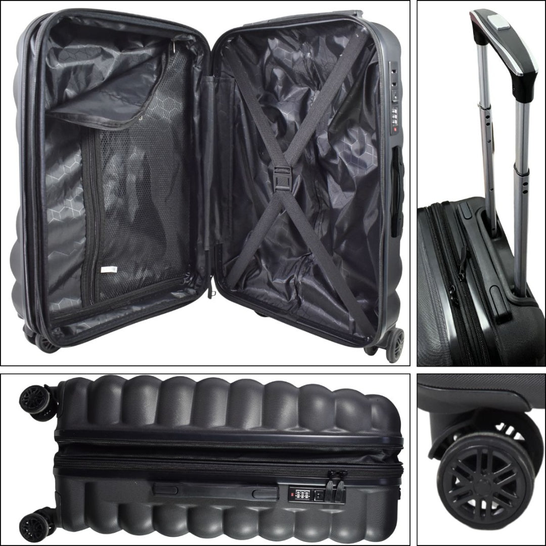 Valija de viaje rígida expandible negra 25" 70x40x24cm. 3.7kg.