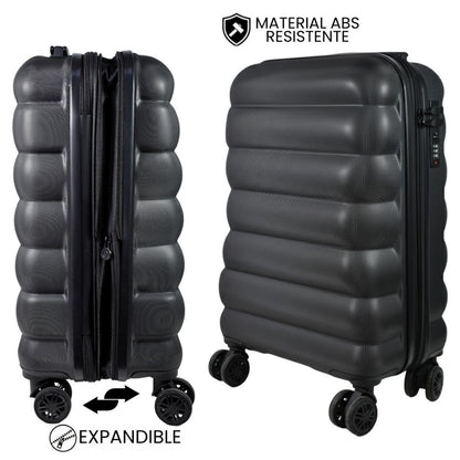 Valija de viaje rígida expandible negra 25" 70x40x24cm. 3.7kg.