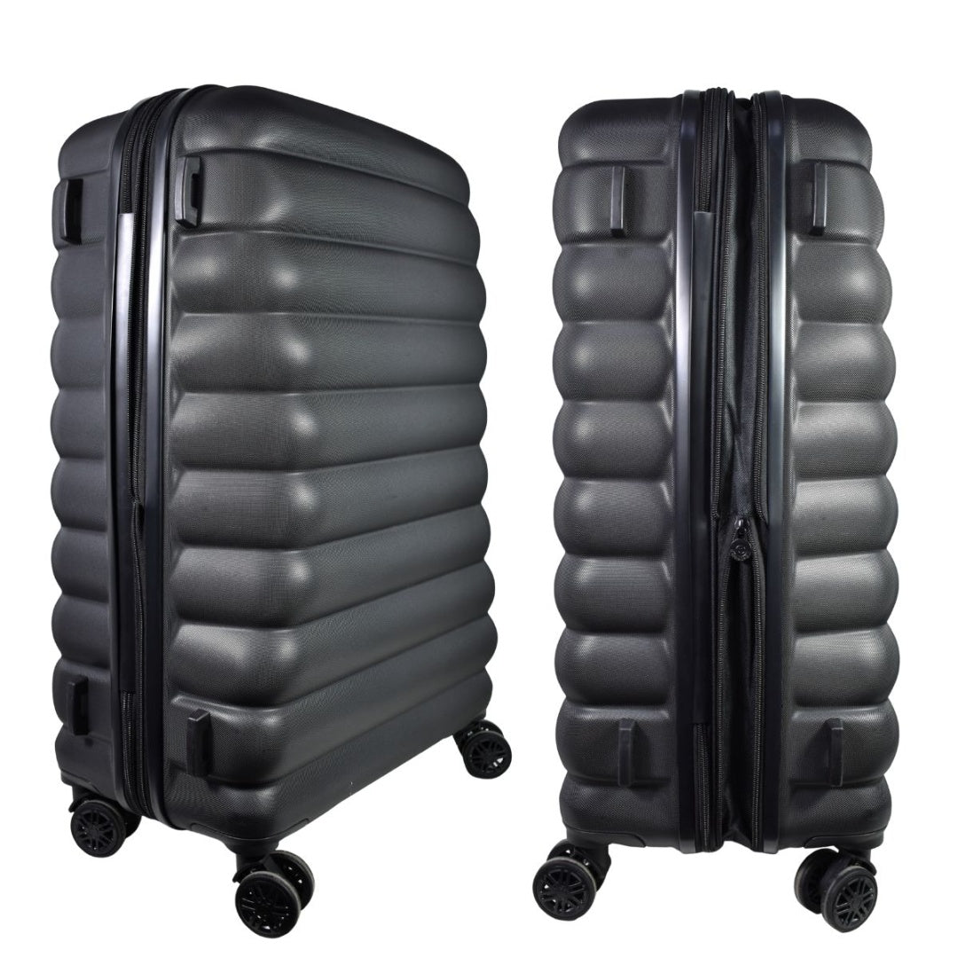 Valija de viaje rígida expandible negra 25" 70x40x24cm. 3.7kg.